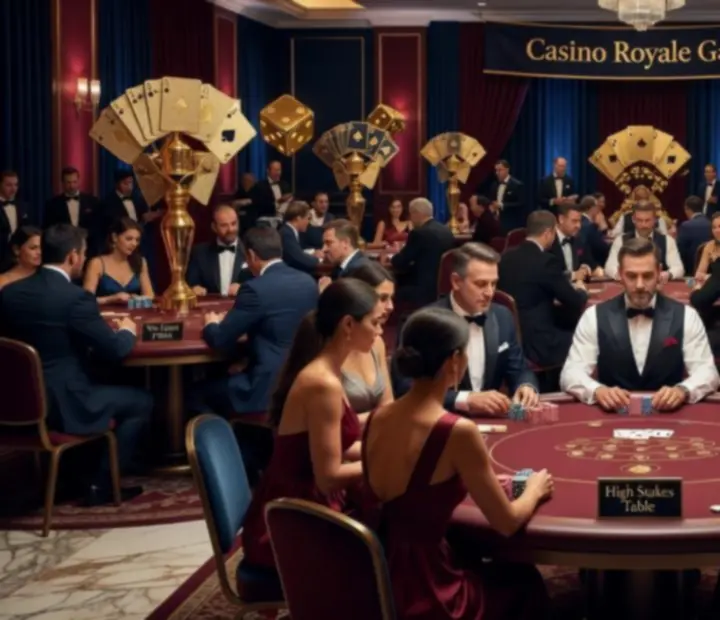 Luksusowy event w stylu kasyna z mobilnymi stołami do pokera, ruletki i blackjacka