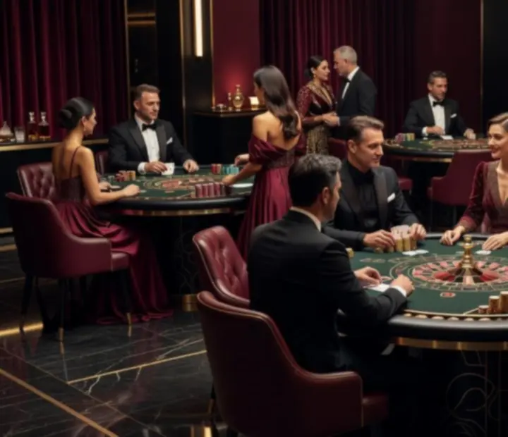 Glamour prywatne przyjęcie z mobilnymi stołami kasynowymi oraz elegancką scenografią
